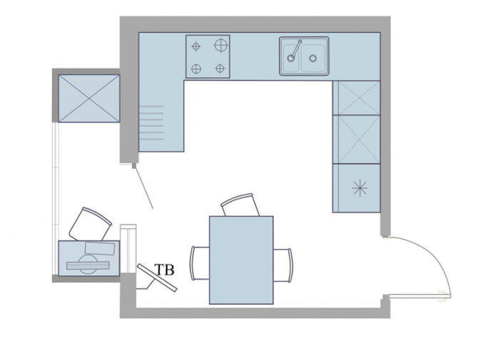 diagrama de cozinha com varanda