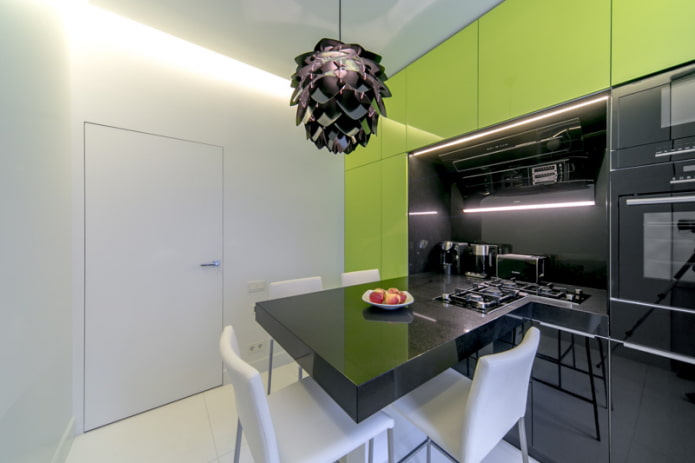 conjunto de cozinha preto e verde