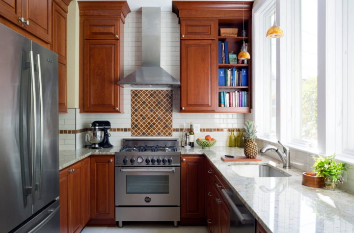 esquema de cores do interior de uma cozinha de 5 m²
