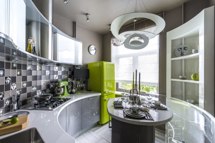 Área de cozinha de 6 metros quadrados em estilo high-tech