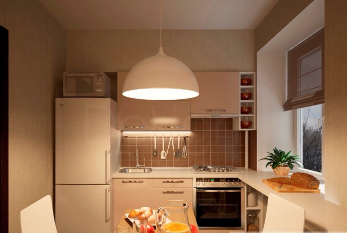 iluminação em uma cozinha de 6 metros quadrados