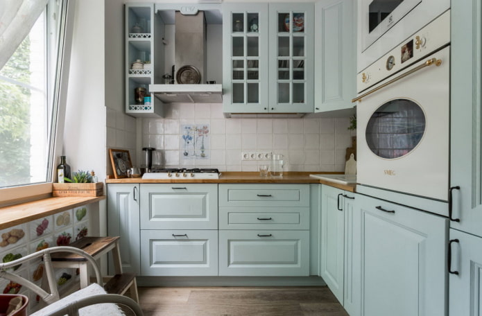 conjunto de cozinha em tons pastel