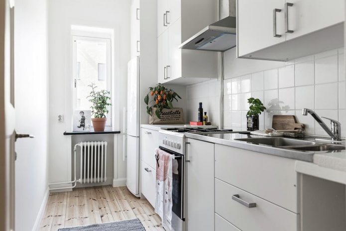 planejando uma cozinha estreita de 8 m²