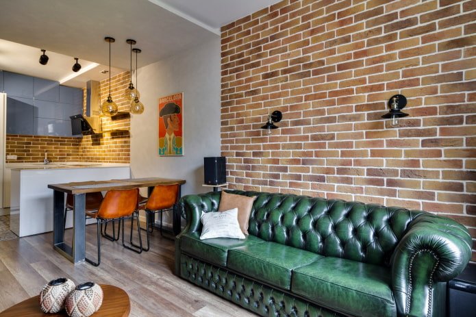 mobiliário cozinha-sala de 17 metros quadrados