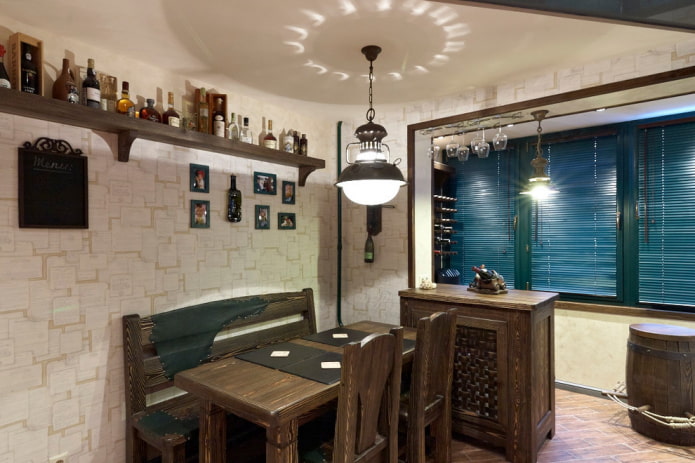 iluminação de uma cozinha combinada com uma loggia