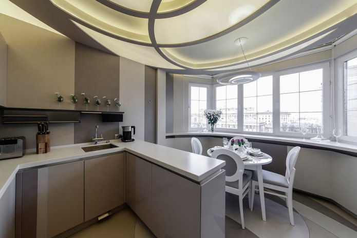 projeto de uma pequena cozinha combinada com uma loggia