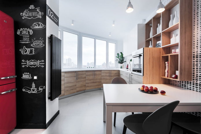 planta de uma cozinha combinada com uma loggia