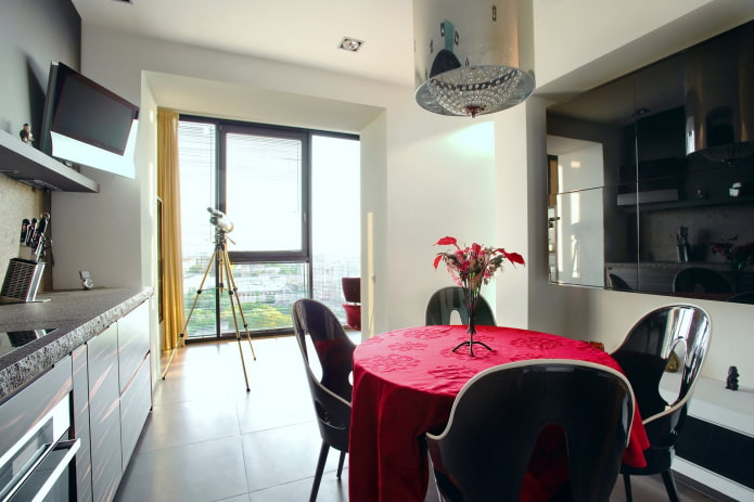 design de uma cozinha combinada com uma loggia