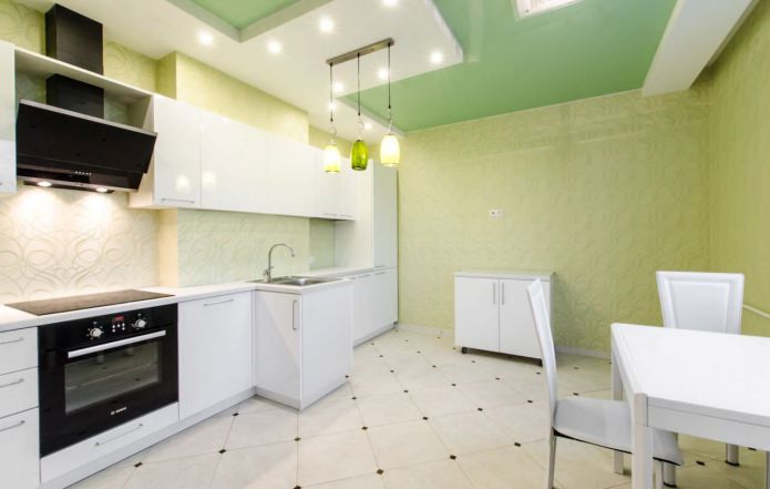 Papel de parede verde na cozinha