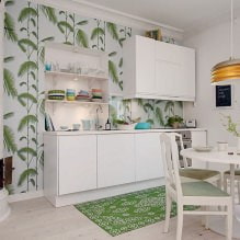 Design de cozinha com papel de parede verde: 55 fotos modernas de interiores-9