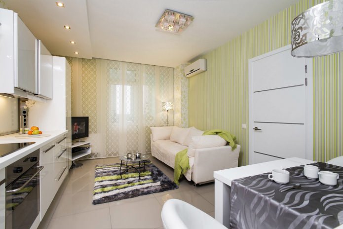 Cortinas de Cozinha com Papel de Parede Verde