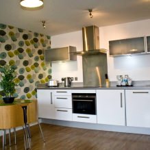 Design de cozinha com papel de parede verde: 55 fotos modernas no interior - 14