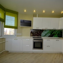 Design de cozinha com papel de parede verde: 55 fotos modernas de interiores-2