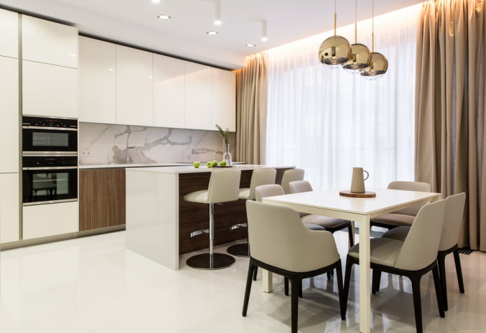 design de interiores de cozinha e sala de jantar