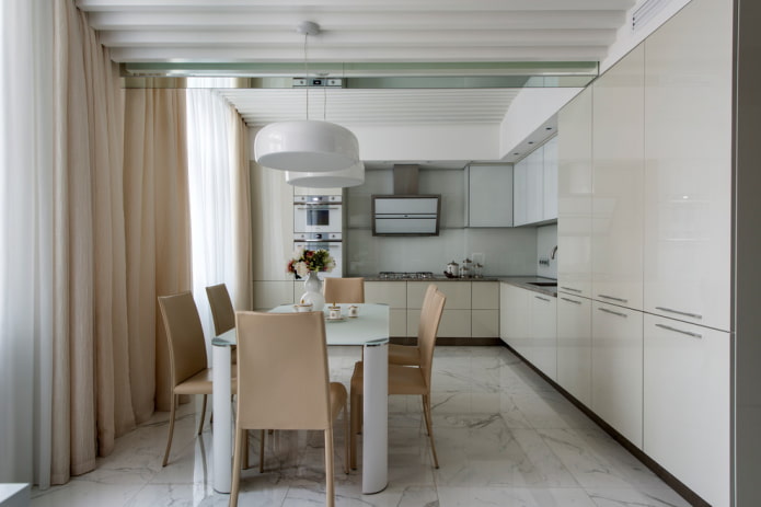 design de interiores de cozinha e sala de jantar
