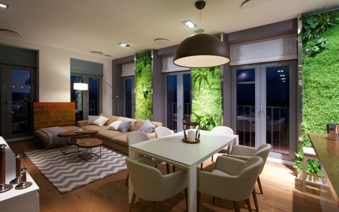 decoração no interior de cômodos combinados