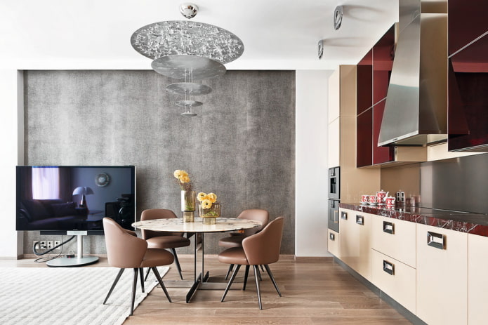 design de interiores de cozinha e sala de jantar