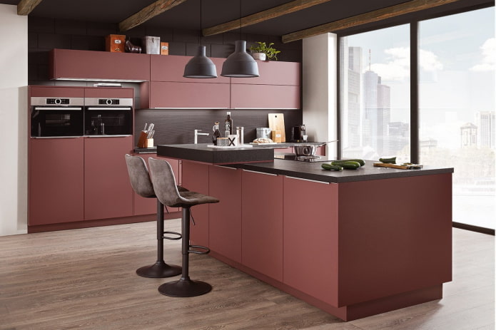 cozinha de terracota em estilo high-tech