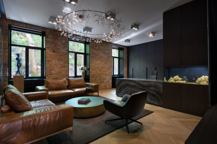 interior de um apartamento de 100 metros quadrados em estilo loft