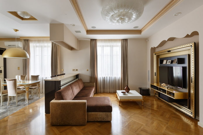 interior de um apartamento de três cômodos de 100 metros quadrados