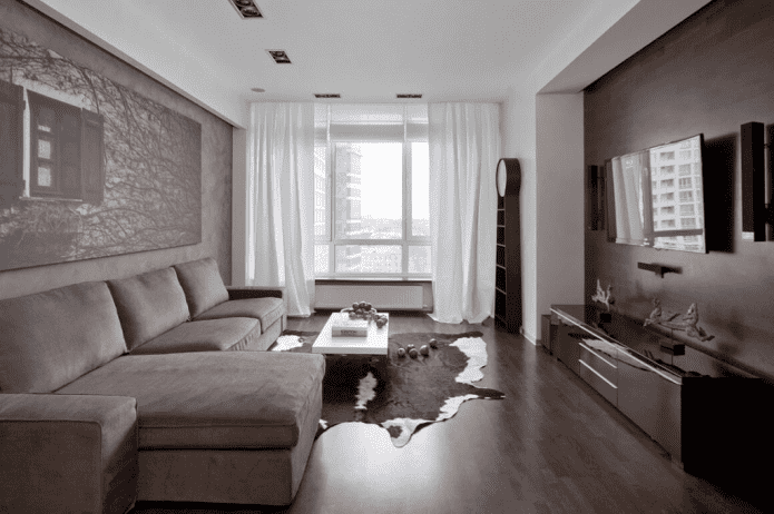 interior de um apartamento de três cômodos de 100 metros quadrados