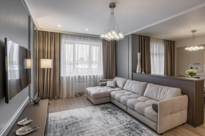interior de um apartamento de quatro cômodos de 100 metros quadrados