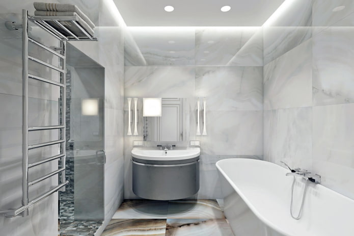 design de banheiro no interior de um apartamento de 100 metros quadrados