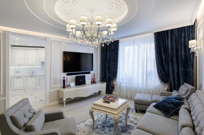 interior de um apartamento de 100 metros quadrados em estilo neoclássico