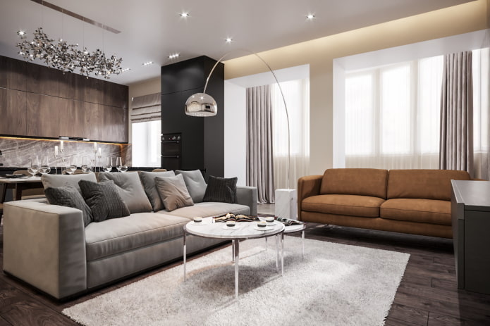 interior de um apartamento de 100 metros quadrados em estilo moderno