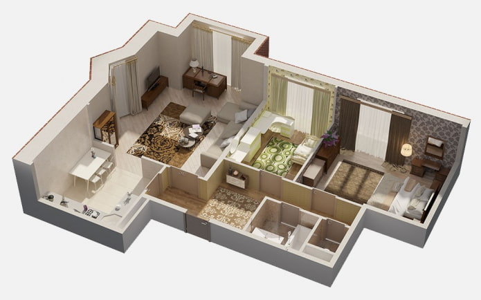 layout de um apartamento de 100 metros quadrados