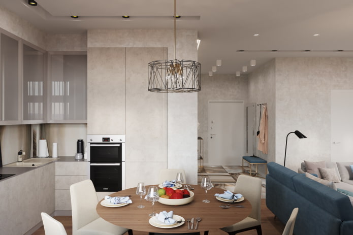 interior de um apartamento de dois cômodos de 100 metros quadrados