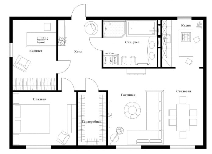 Layout de apartamento de 100 metros quadrados
