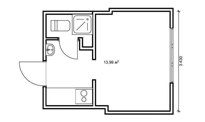 foto de um apartamento de 14 m²