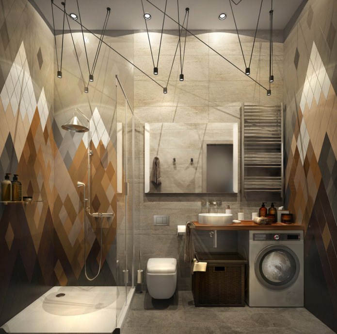 banheiro no projeto de um pequeno apartamento de 15 m².