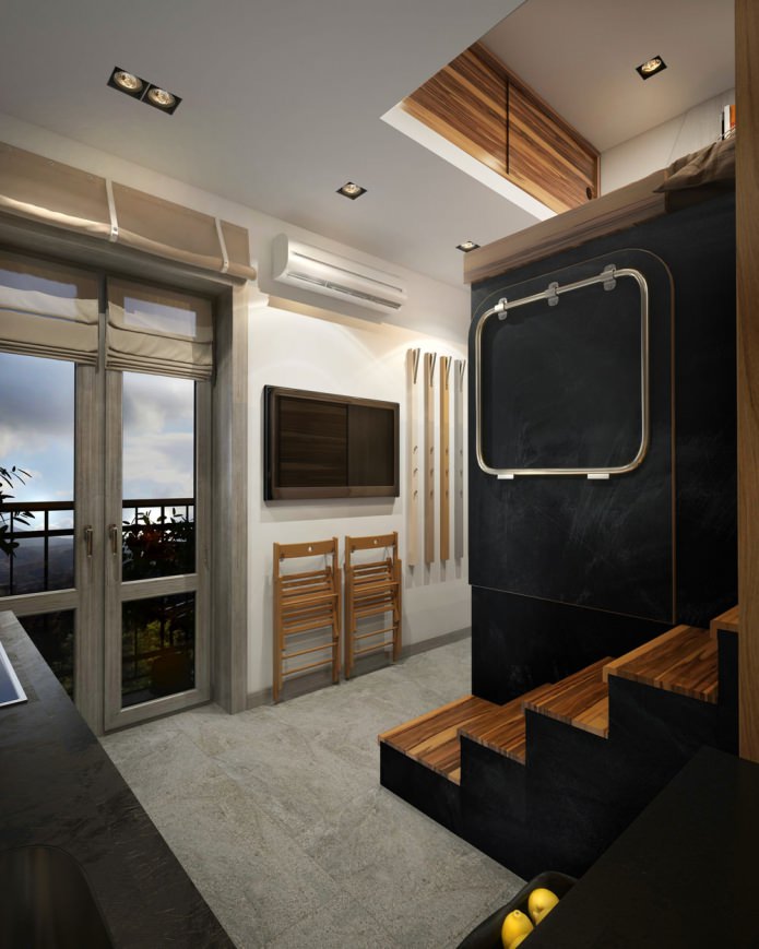 projeto de um pequeno apartamento de 15 m².