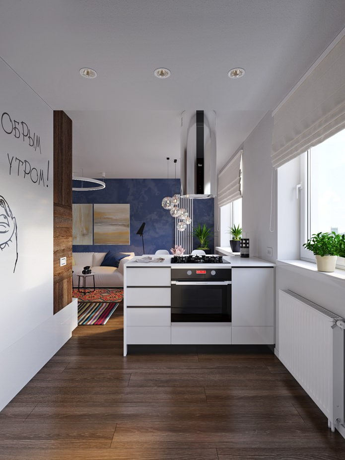 cozinha no projeto de um apartamento de 31 m².