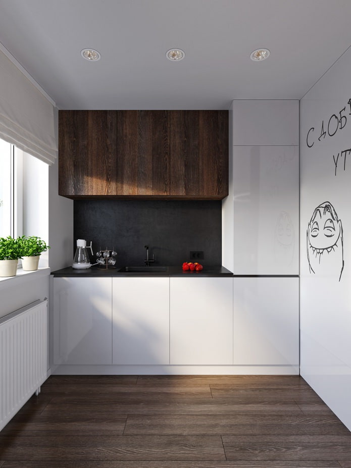cozinha no projeto de um apartamento de 31 m²