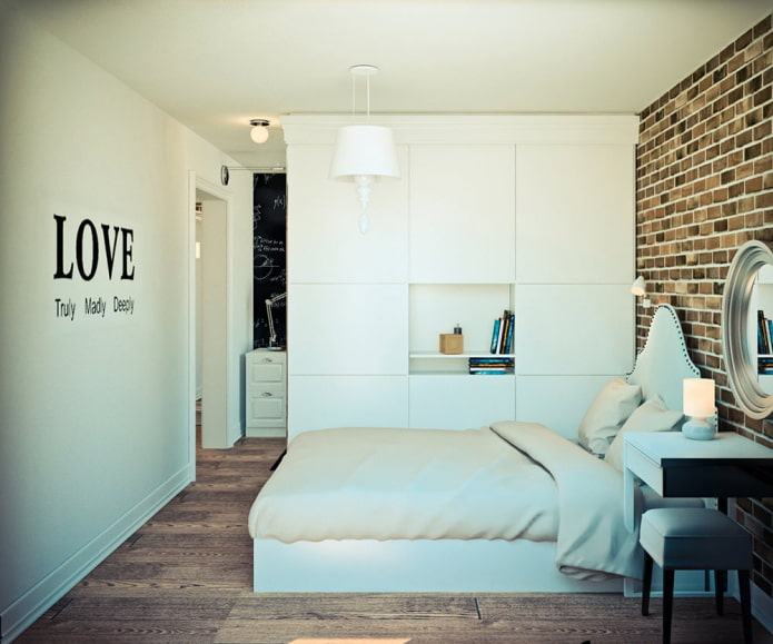 O quarto é dividido por um armário