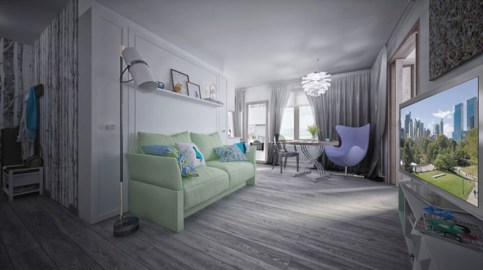 Sala de estar com quarto