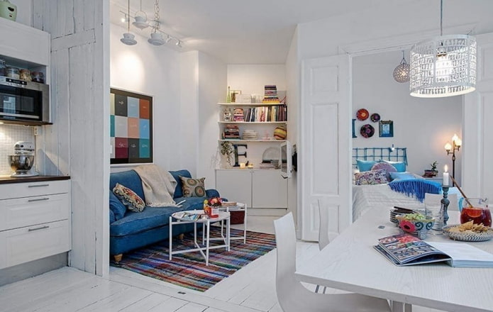 Vista geral de um apartamento de um cômodo