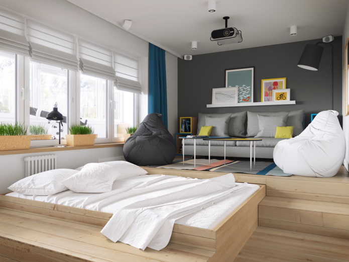 Cama em um pódio