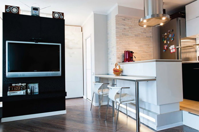 Cozinha e área de TV