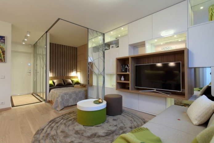 interior de um apartamento de um cômodo com 35 metros quadrados