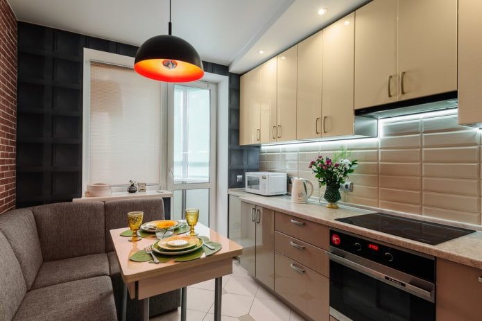 design de cozinha em um apartamento de 35 metros quadrados