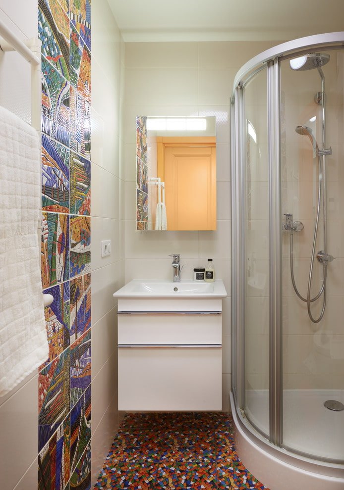 design de banheiro no interior de um apartamento de 35 metros quadrados