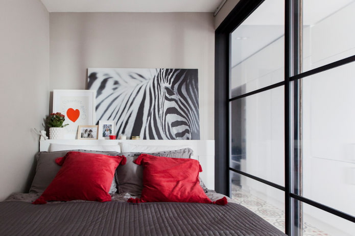 design de quarto no interior de um apartamento de 35 metros quadrados