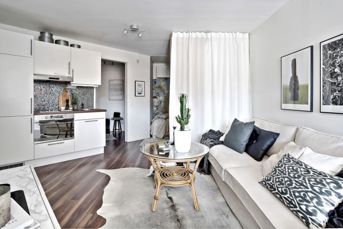 interior de um apartamento estúdio de 35 metros quadrados metros