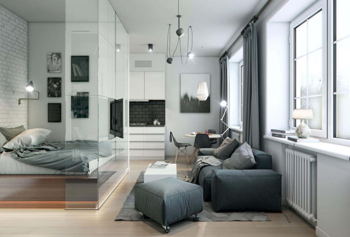 zoneamento no interior de um apartamento de 35 metros quadrados