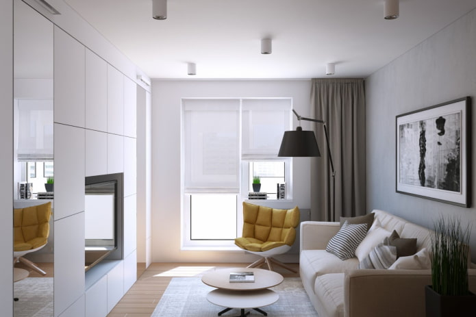 sala de estar Design de interiores de um apartamento de 35 metros quadrados