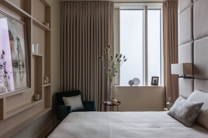 design de quarto no interior de um apartamento de 35 metros quadrados